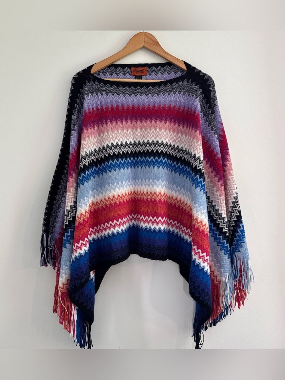 Missoni Fringe zig zag Poncho Scarf Shawl